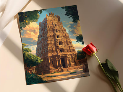 Affiche Temple Brihadeeswarar – Poster Art du Patrimoine Sud Indien