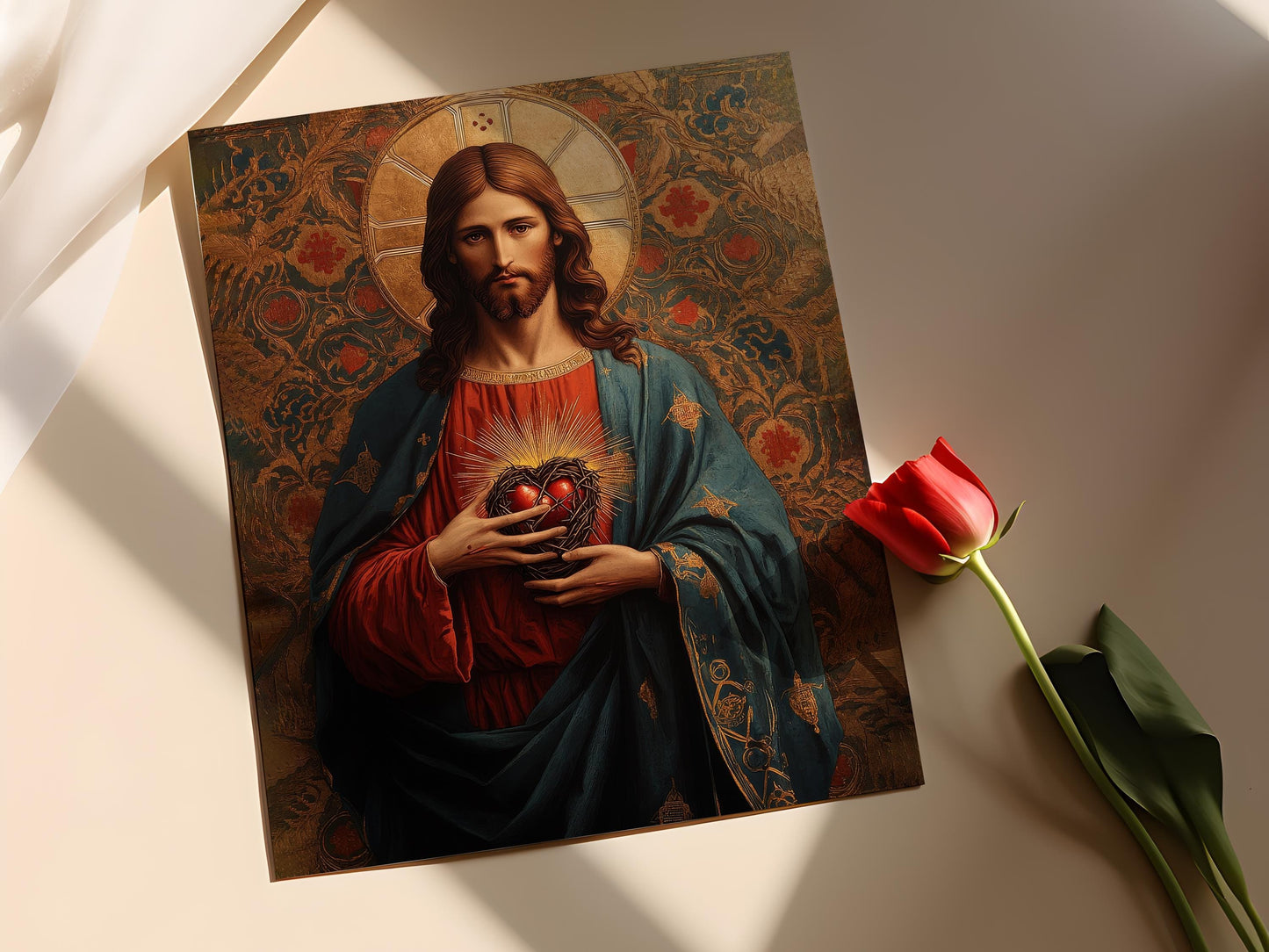 Affiche Sacré-Cœur de Jésus – Poster Baroque d'Art Religieux Catholique