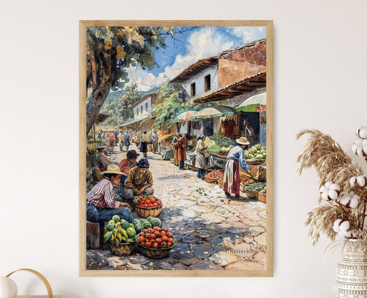 Affiche Village Argentin : Scène de Marché Apaisante, Décor Rustique