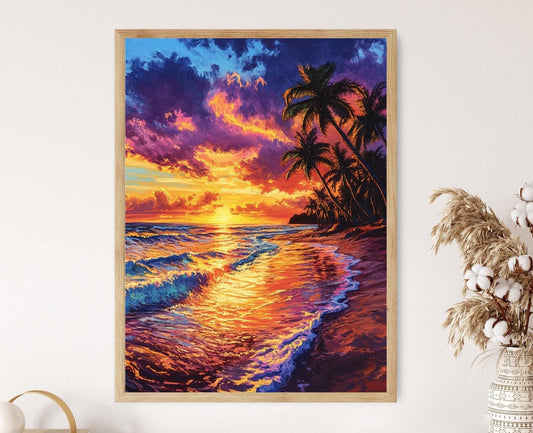 Affiche Coucher de Soleil à Natadola – Poster Art Tropical Plage