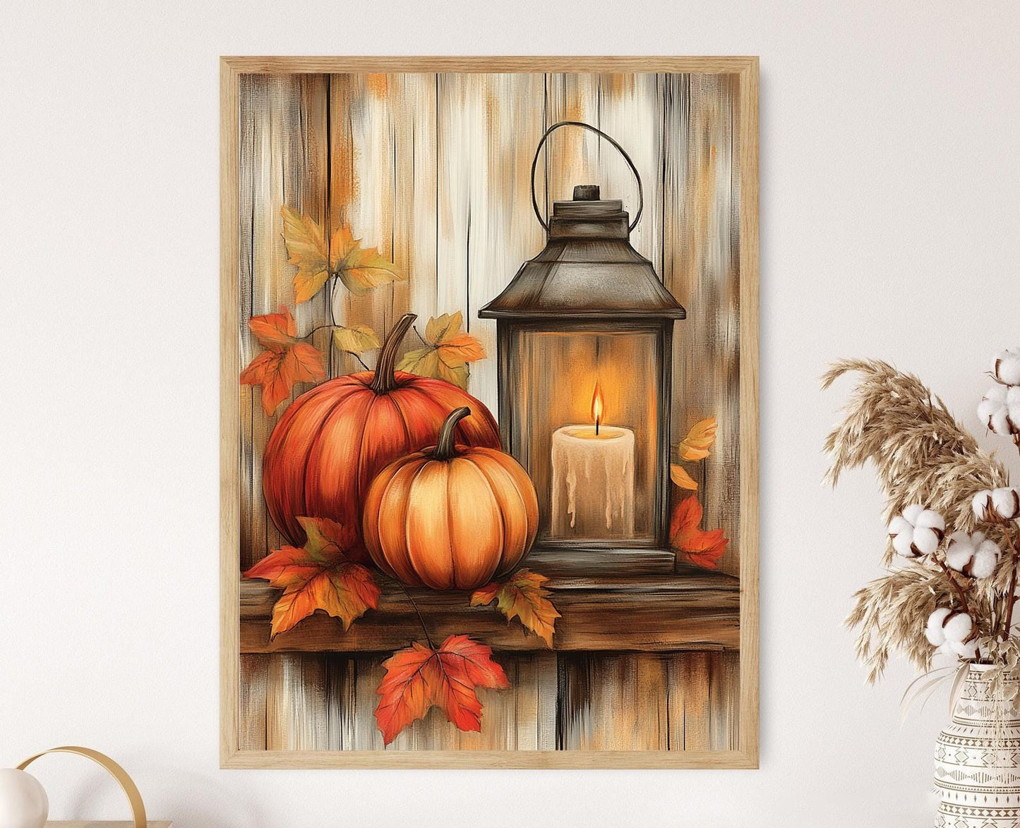 Affiche Citrouilles et Lanternes – Décor Murale Automnal Douillet