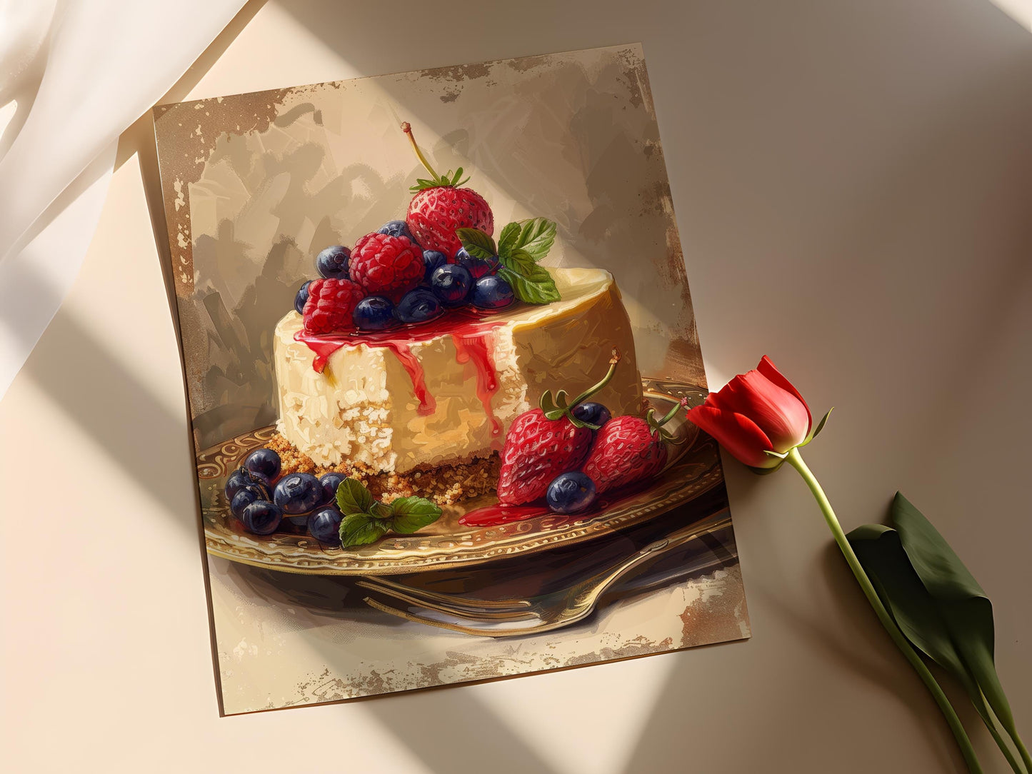 Affiche Cheesecake – Illustration Colorée de Dessert Délicieux