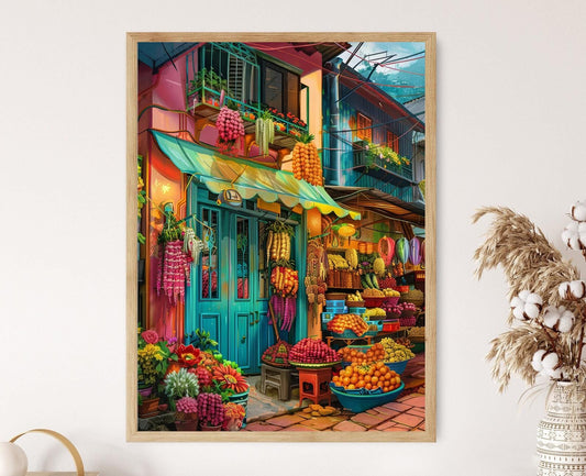 Affiche Village Philippin – Poster Scène Traditionnelle de Campagne