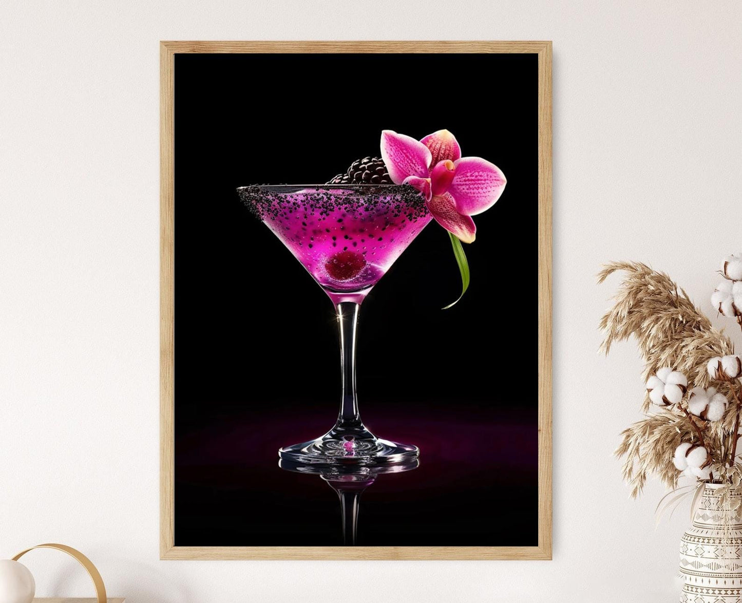 Affiche Cocktail Rose – Photo Art de Mixologie pour Décor Moderne
