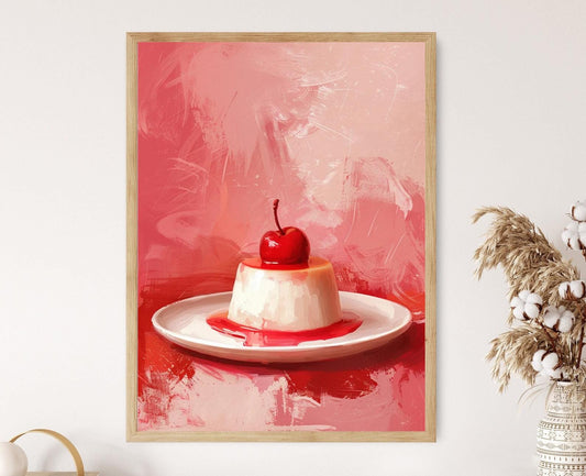 Affiche Panna Cotta – Illustration Aquarelle Élégante de Dessert Italien