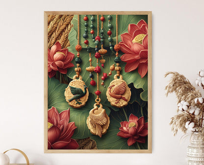 Affiche Pendentif en Os de Yak Népalaise – Illustration Art Folk