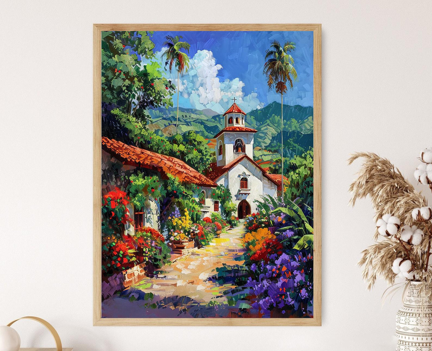 Affiche Église Philippine Vintage – Œuvre Élégante de Bénédiction