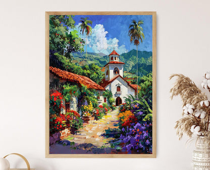 Affiche Église Philippine Vintage – Œuvre Élégante de Bénédiction