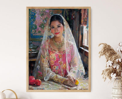 Affiche Mariée Filipina – Illustration Vintage de Portrait de Mariage