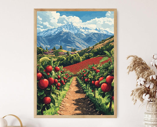 Affiche Verger de Pommes de La Paz – Art Imprimé de Montagne Bolivienne