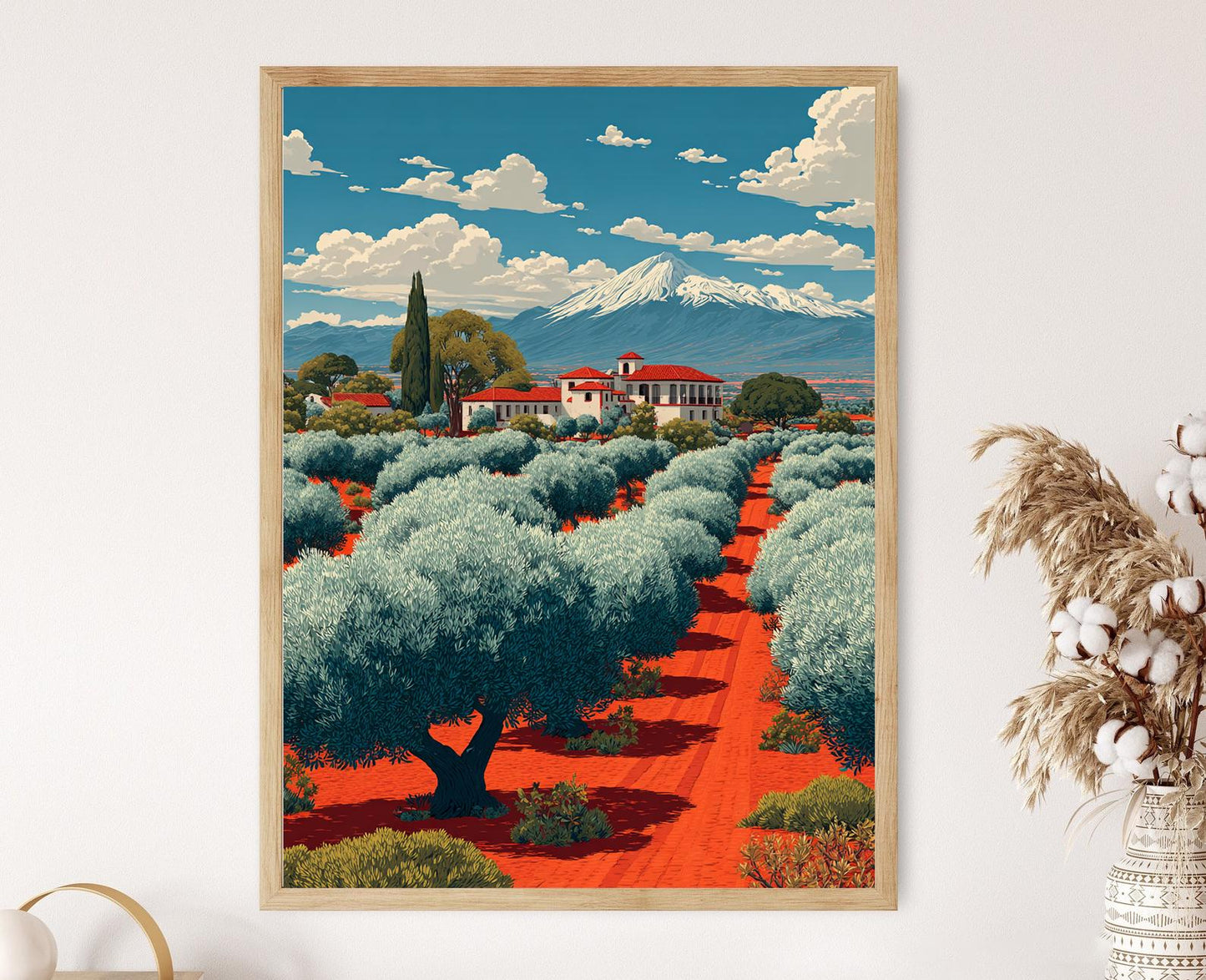 Affiche Verger d'Olives Mendoza – Art Paysager Argentin en Vector