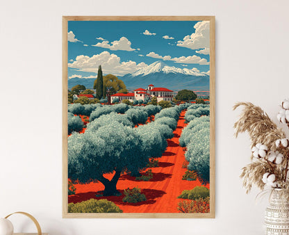 Affiche Verger d'Olives Mendoza – Art Paysager Argentin en Vector