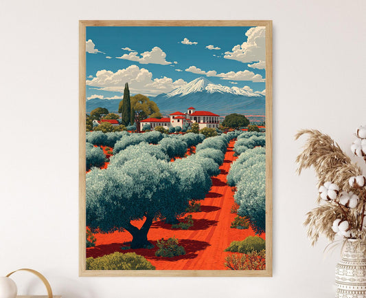 Affiche Verger d'Olives Mendoza – Art Paysager Argentin en Vector