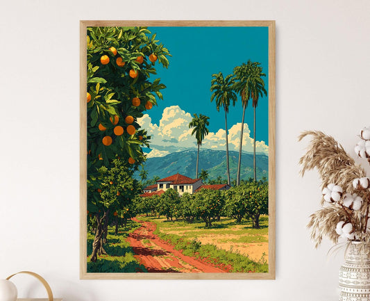 Affiche Santa Cruz – Illustration de verger de papaye bolivien