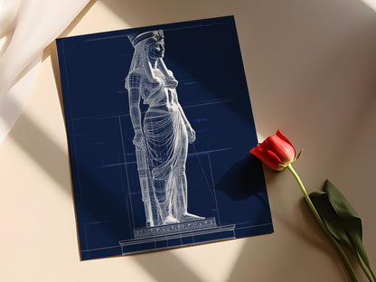 Affiche Cléopâtre – Illustration Blueprint Égyptienne, Art Poster