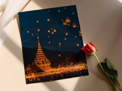 Affiche Festival des Lanternes Yi Peng – Poster de Chiang Mai Éclatant