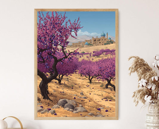 Affiche Verger de Prunes Qom – Art de Dôme Religieux Iranien
