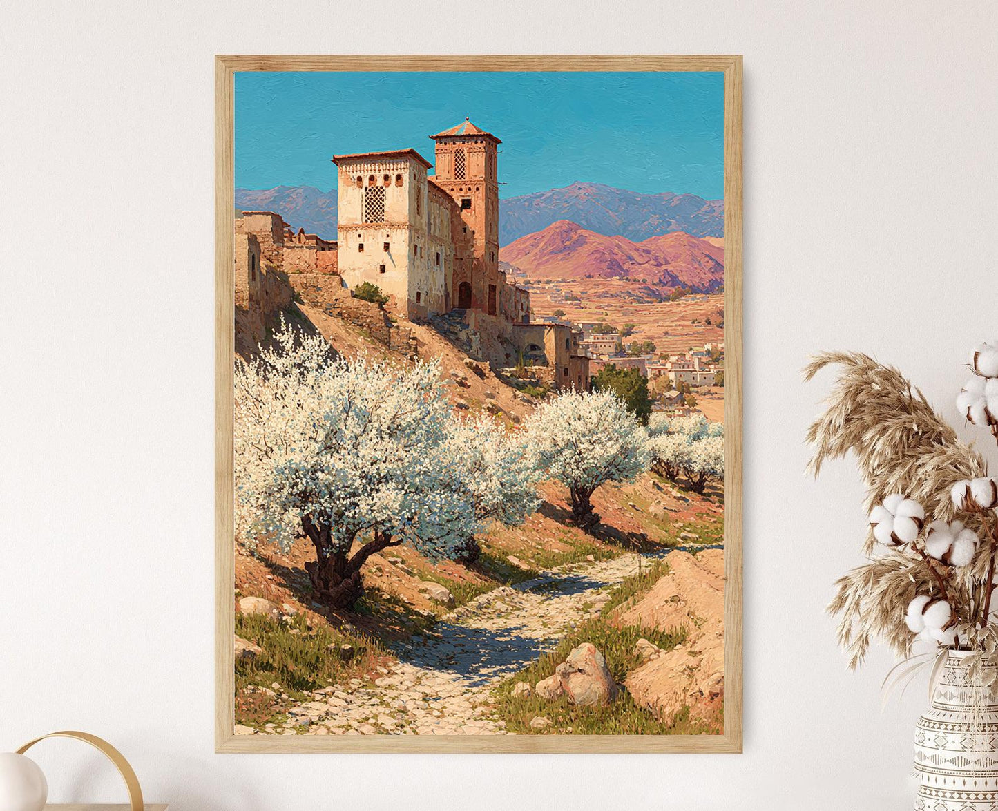 Affiche Verger d’Amandes de Sana’a – Art de Ferme en Terre Crue