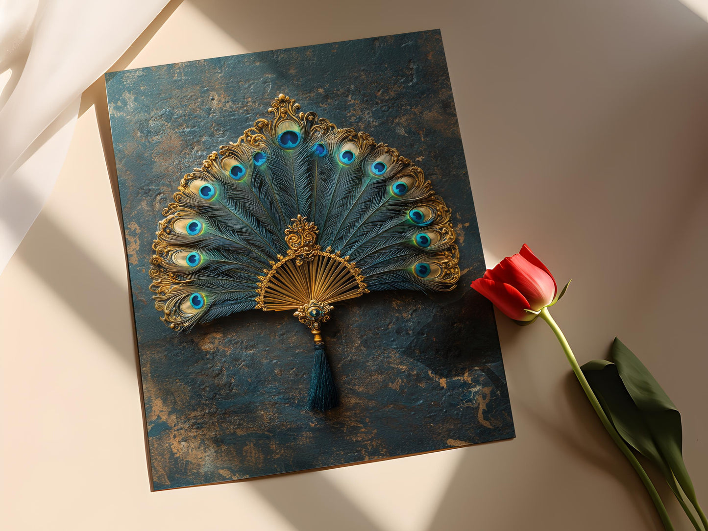 Affiche Plume de Paon – Impression Artiste Traditionnelle Indienne