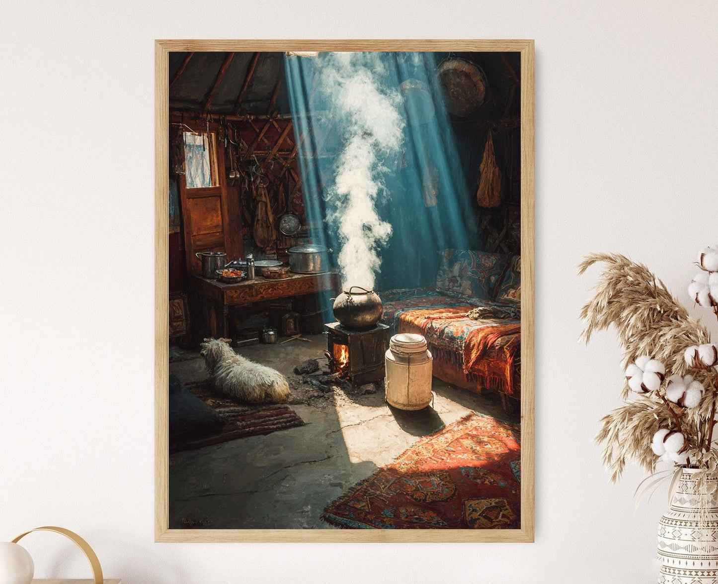 Affiche Cuisine Nomade – Poster Art populaire de la yourte mongole