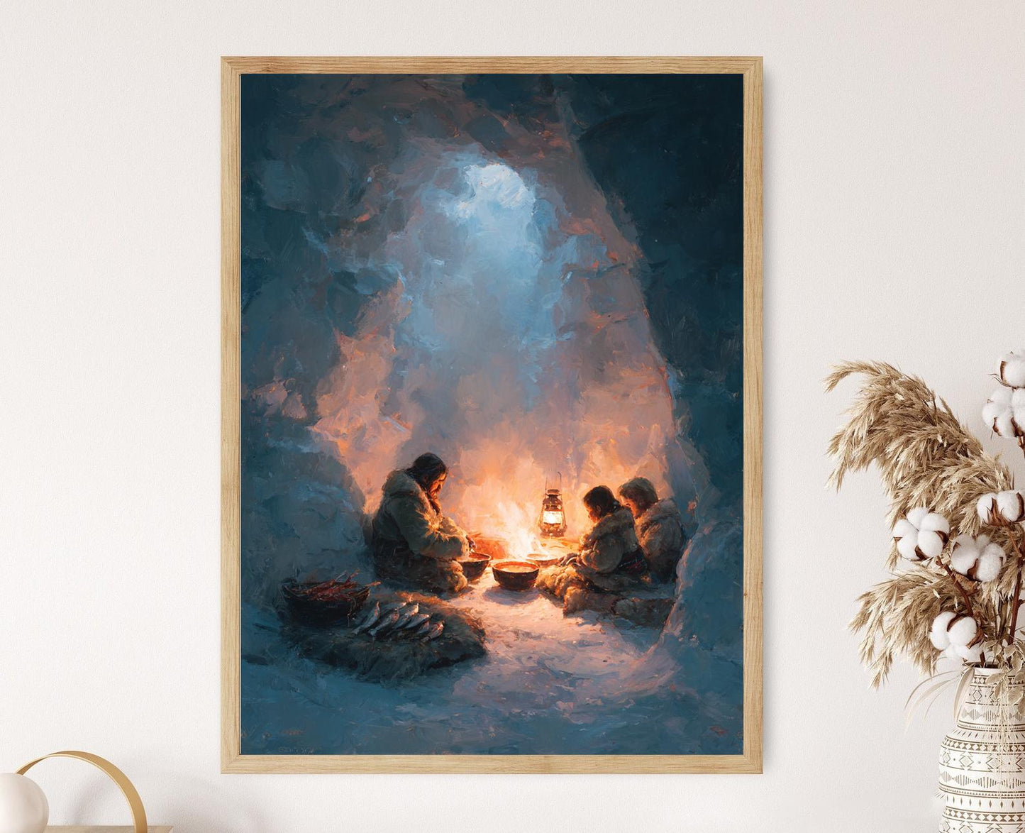 Affiche Inuit – Poster Peinture de Luminaires en Huile de Phoque
