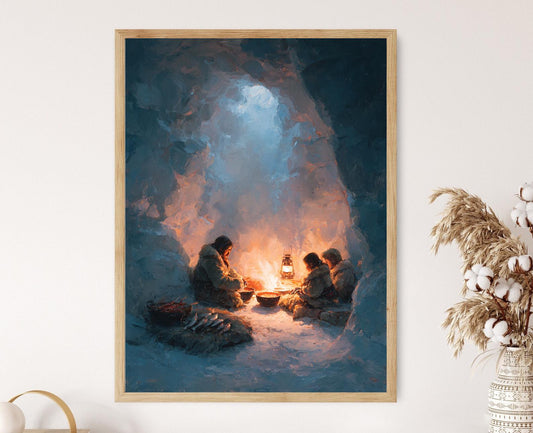 Affiche Inuit – Poster Peinture de Luminaires en Huile de Phoque