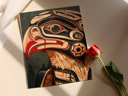 Affiche Aigle Haida – Art Symbolique de l'Abondance pour votre Salle à Manger