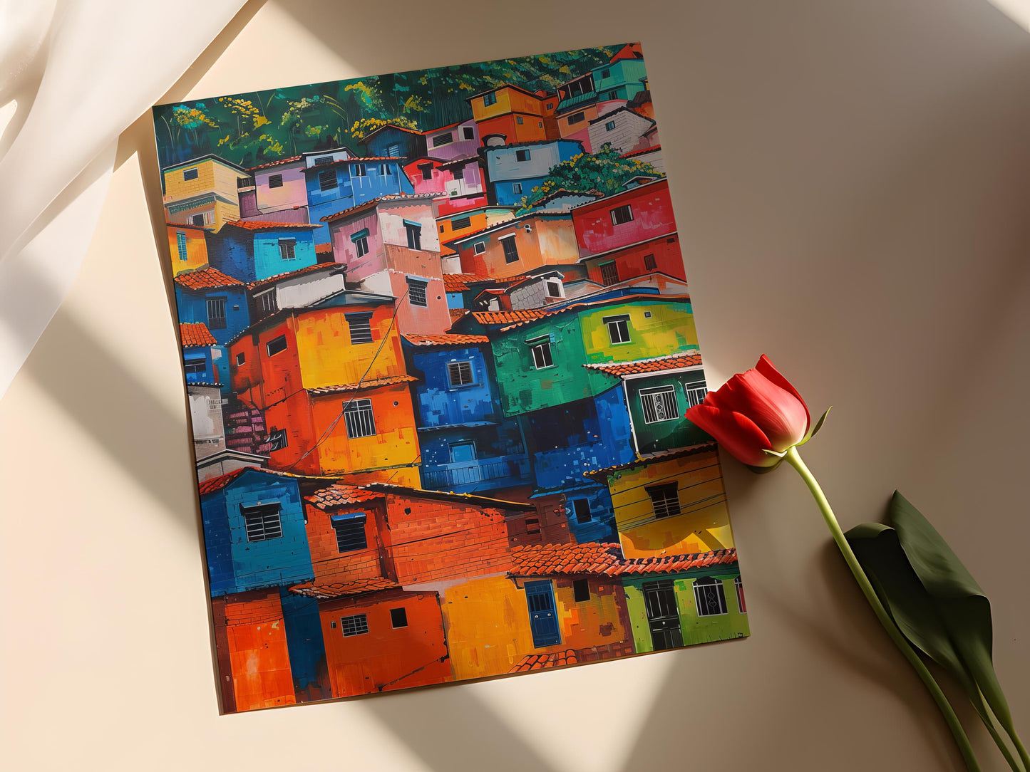 Affiche Art Favela : Scène de Rue Brésilienne, Décoration Colorée