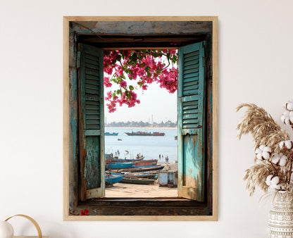 Affiche Chennai – Impression Art Marina Beach et Fenêtres Hibiscus