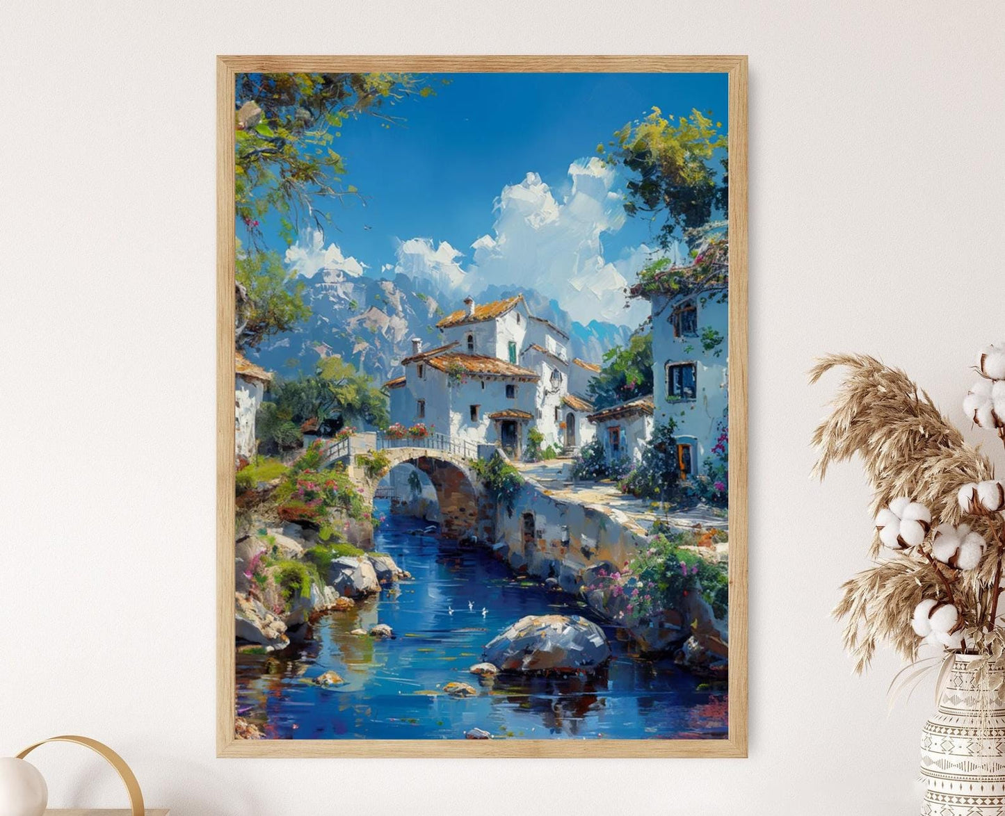 Affiche Village Méditerranéen – Poster Giclée Campagne Italienne
