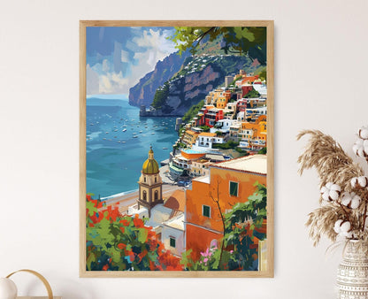 Affiche Positano – Poster Art côtière Amalfitaine élégante