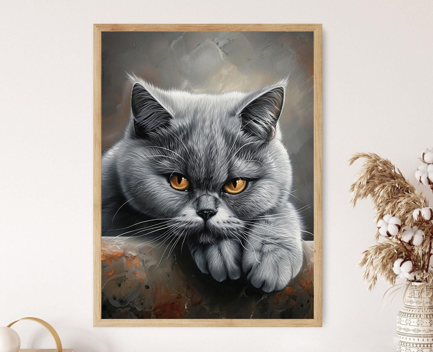 Affiche Chat British Shorthair - Impression Giclée d'Art Félin Adorable