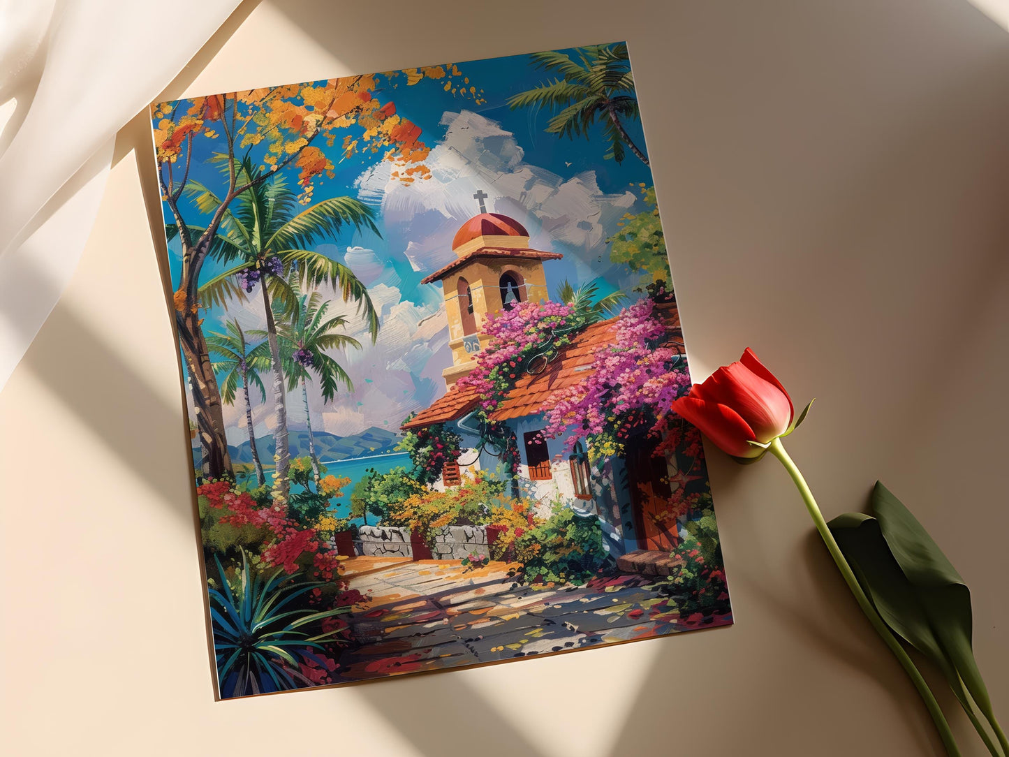 Affiche Église Filipino – Illustration Artistique pour Décor et Cadeau de Mariage