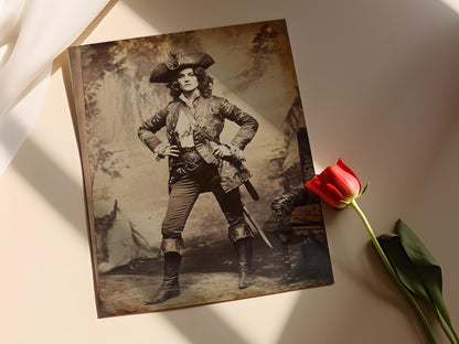 Affiche Pirate Féminine – Poster Art Vintage Nautique élégante