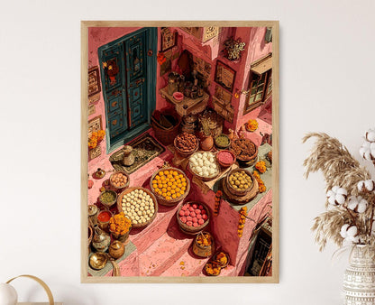 Affiche Diwali Jaipur – Poster Art culinaire Rajasthani