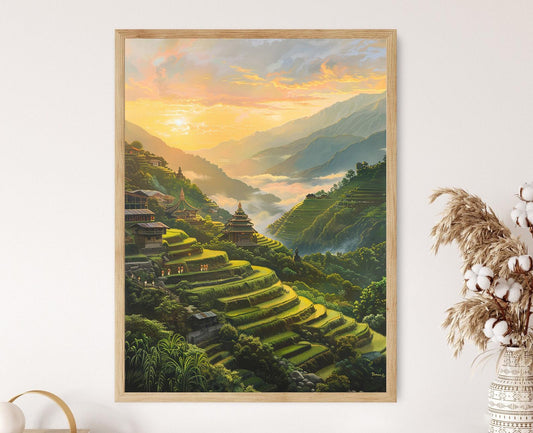 Affiche Terrasses de Riz de Banaue – Poster Paysage Philppin avec Bulul