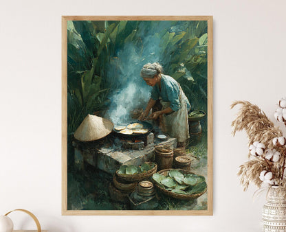 Affiche Bánh Xèo – Impression Art de Cuisine Rurale, Décor Tropical