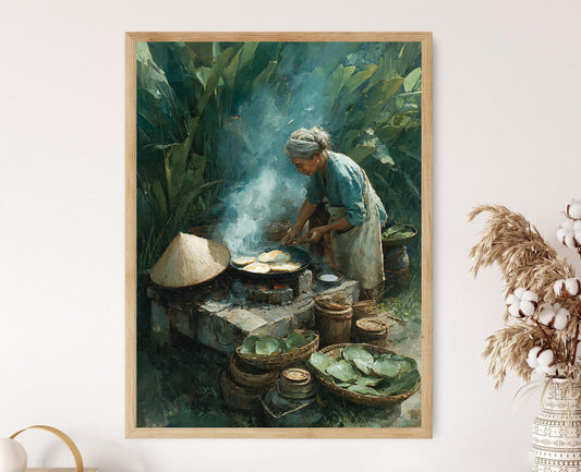 Affiche Bánh Xèo – Impression Art de Cuisine Rurale, Décor Tropical