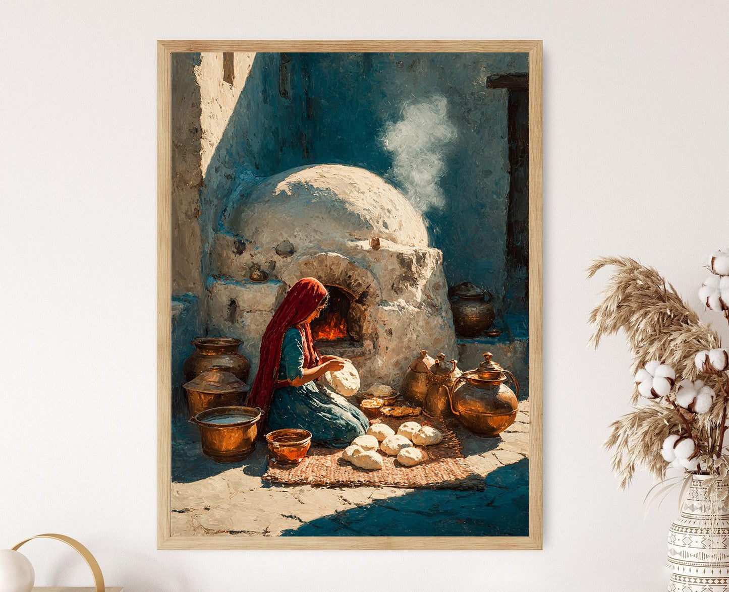 Affiche Femme Indienne en Cuisine – Poster Art de Pâtisserie Villageoise