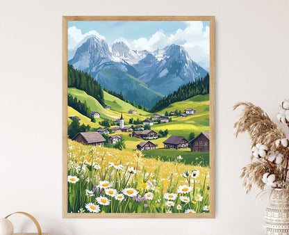 Affiche Maria Alm – Impression artistique du village alpin autrichien
