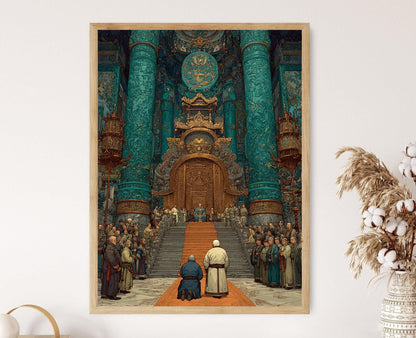 Affiche Marco Polo & Kublai Khan – Impression artistique sur la Route de la Soie