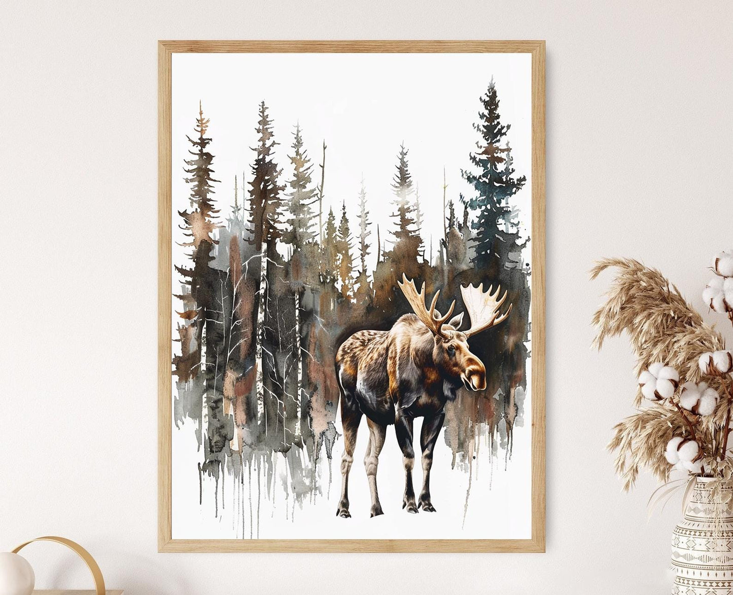 Affiche Norrland – Tableau d'élan et forêts de bouleaux suédois