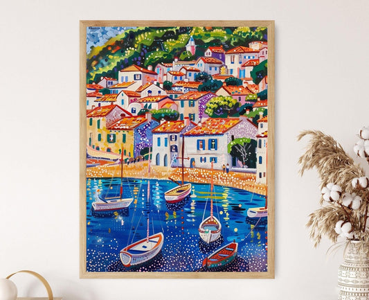 Affiche Style Signac – Poster Coloré de Port en Pointillisme