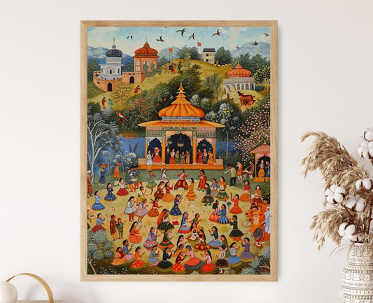 Affiche Art Populaire Kangra – Poster Décor Culturel Indien Fait Main