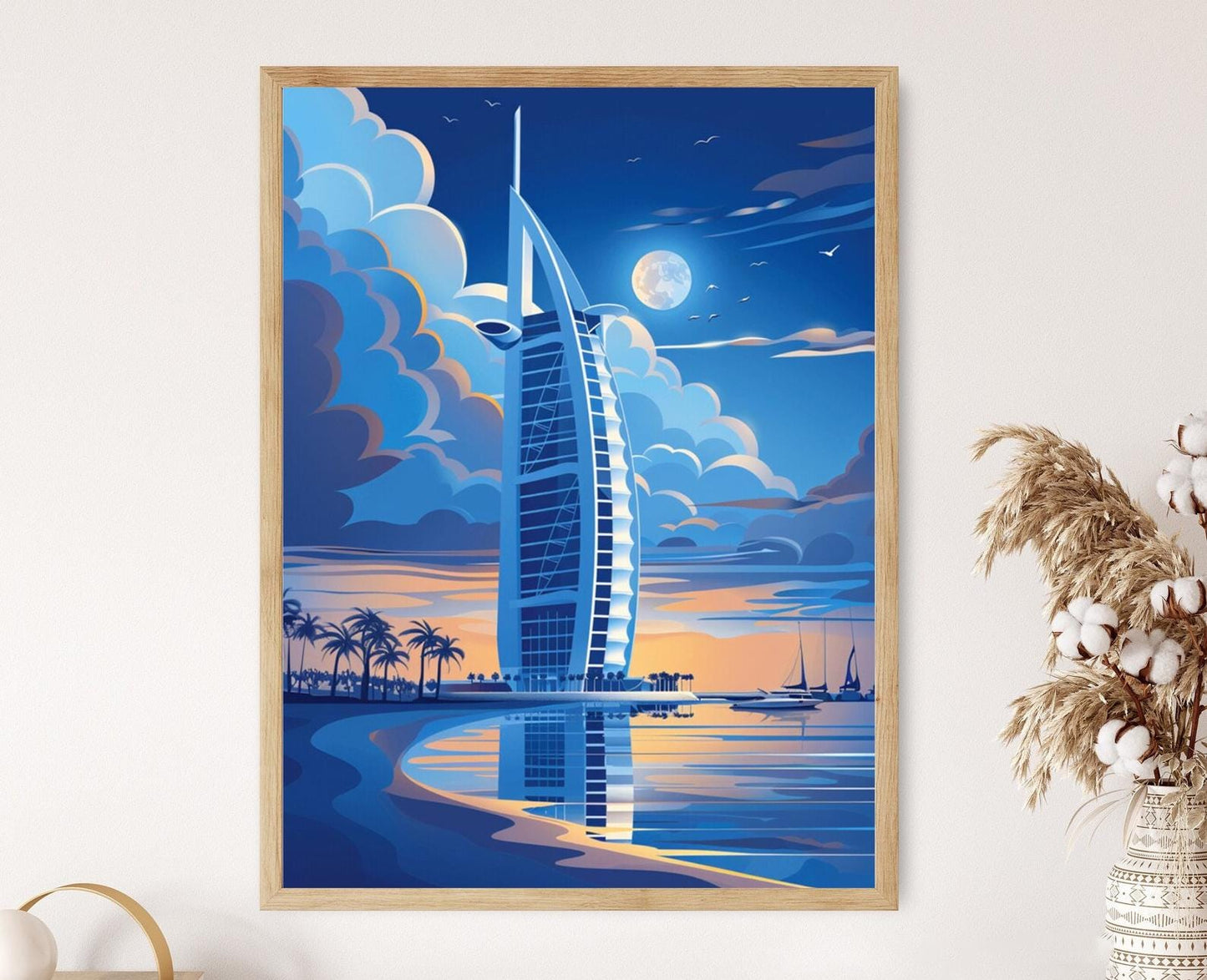 Affiche Burj Al Arab – Poster Skyline de Dubaï, Décor Urbain Moderne