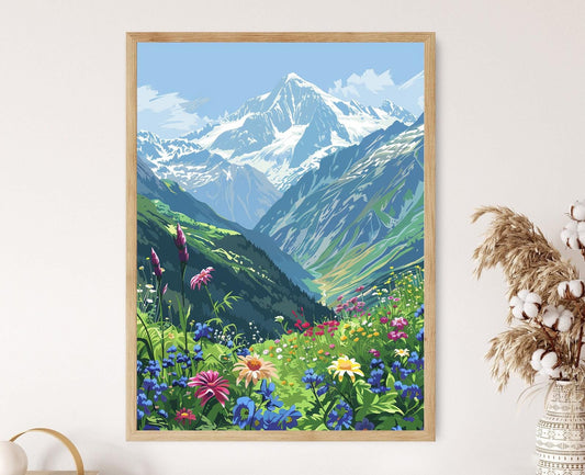 Affiche Chamonix – Impression artistique du Mont Blanc enneigé