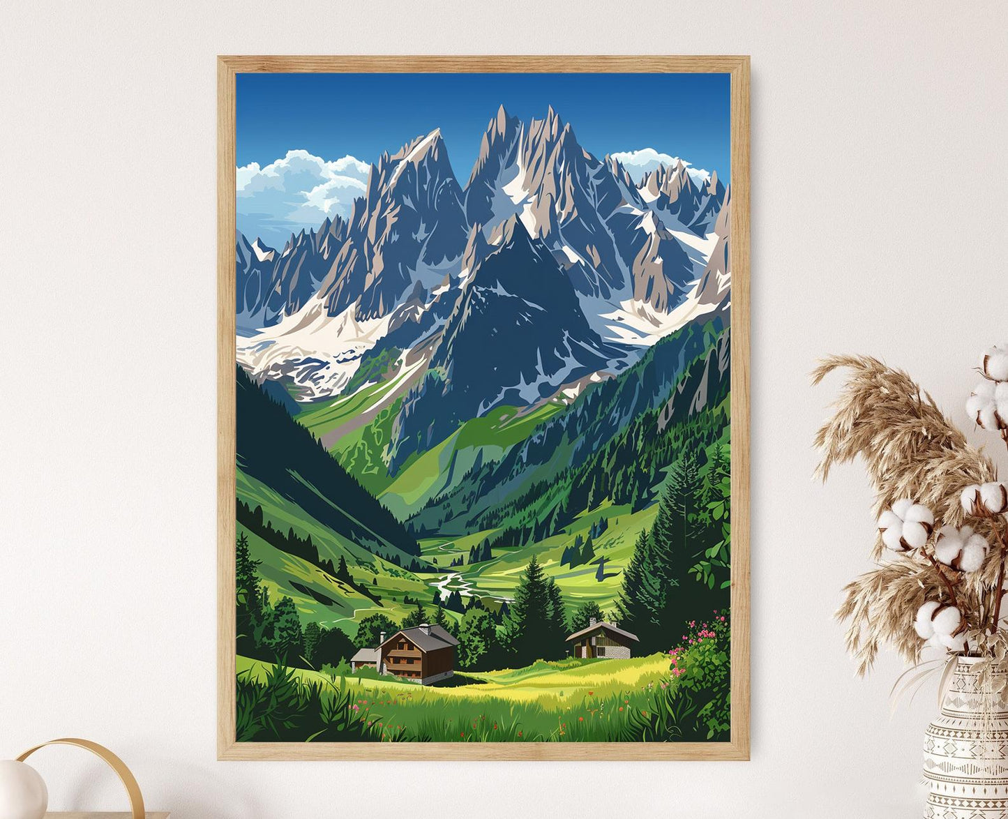 Affiche Chamonix – Poster Paysage alpin d'hiver élégant