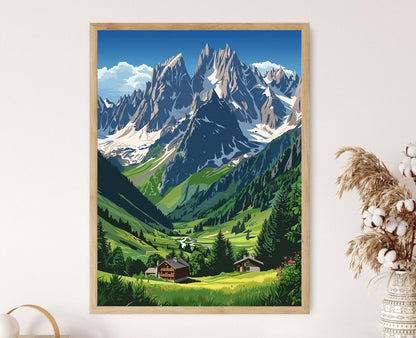Affiche Chamonix – Poster Paysage alpin d'hiver élégant