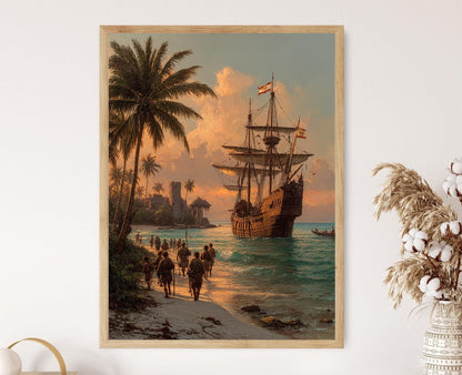 Affiche Explorateur – Poster Voyage de Christophe Colomb à San Salvador