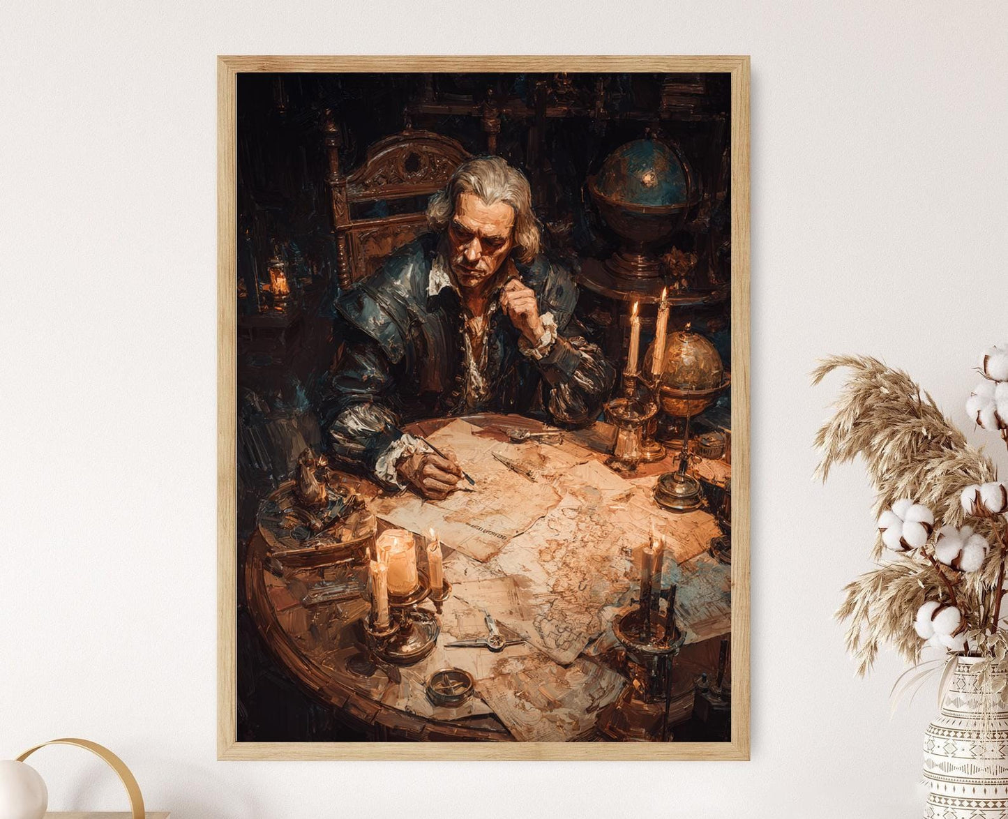 Affiche Explorateur – Poster peinture de Christophe Colomb et carte